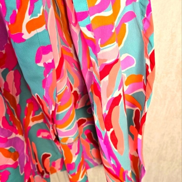 Southern Frock Womens S Maxi Dress Strappy Pink Aqua Tropical Resort Beach Vacay - Picture 3 of 8